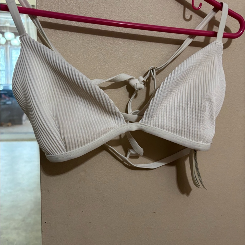 White Ribbed Bikini Top